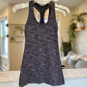 Lululemon Cool Racerback Tank Top - Navy Blue, Gray, White Heathered Stripes - 4